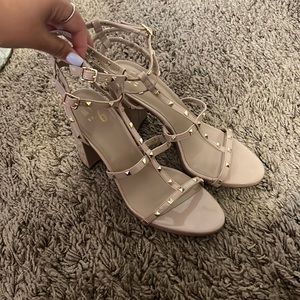 Nude studded heels
